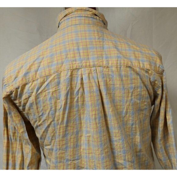 Wrangler George Strait Cowboy Cut Mens Large Yellow Blue Red Plaid Western Shirt - Picture 9 of 12